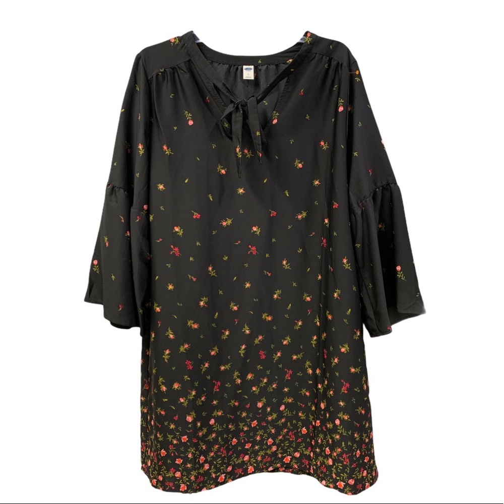 New Old Navy black floral roses dress L